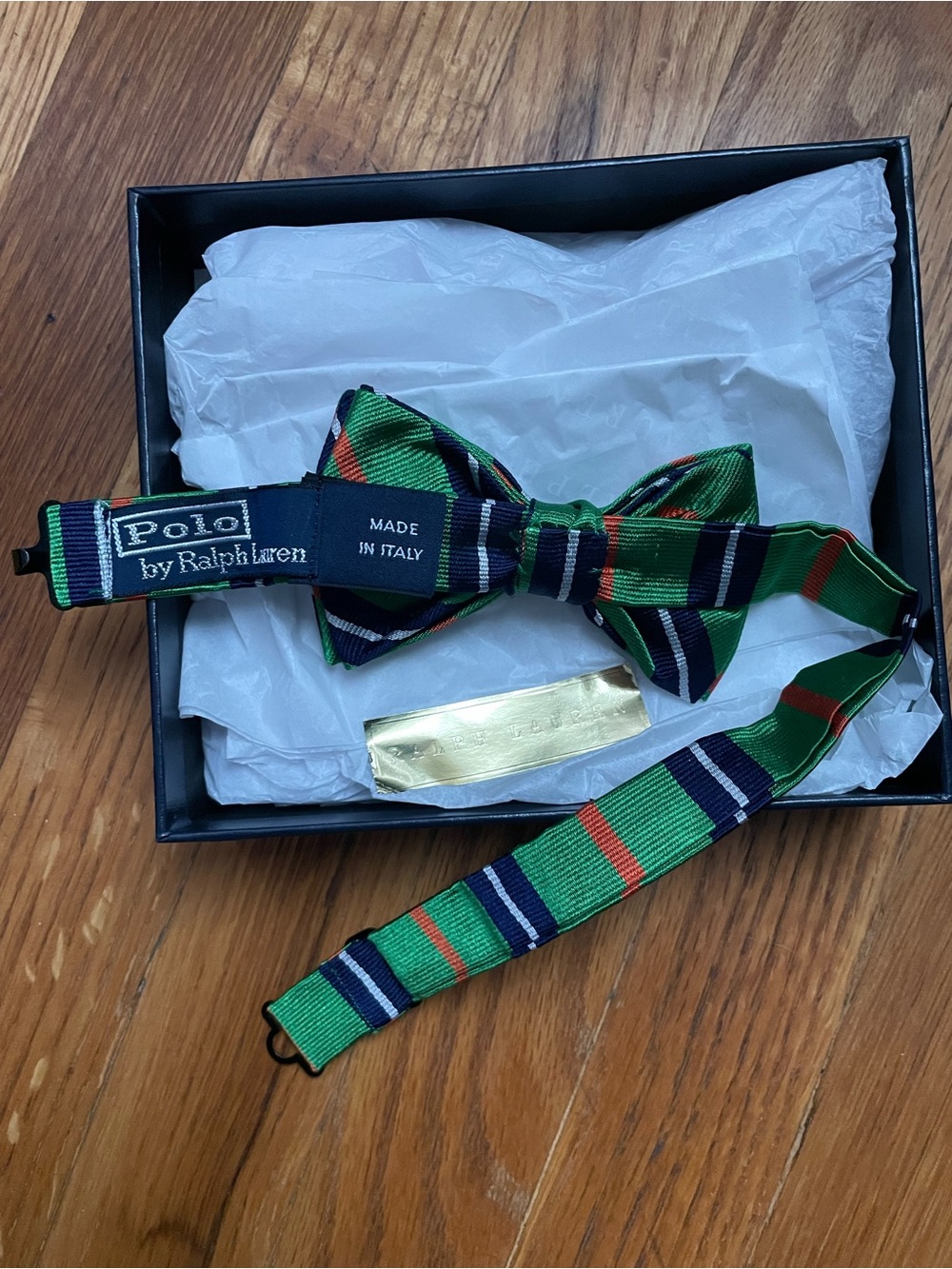 Polo by Ralph Lauren Green Navy and Red Striped Bow Tie children